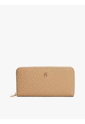 BIlletera Beige TH Icon Grande Con Textura De Monograma Tommy Hilfiger
