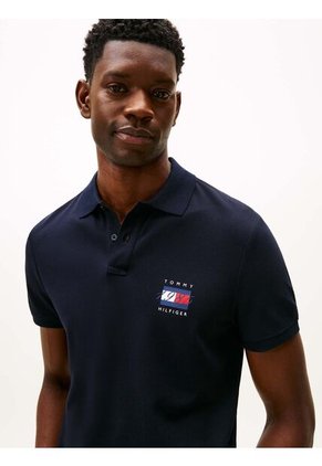 Polo Azul De Corte Regular Con Logo Gráfico Tommy Hilfiger