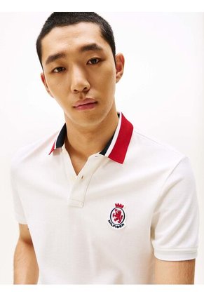 Polo Blanco En Piqué De Corte Regular Tommy Hilfiger
