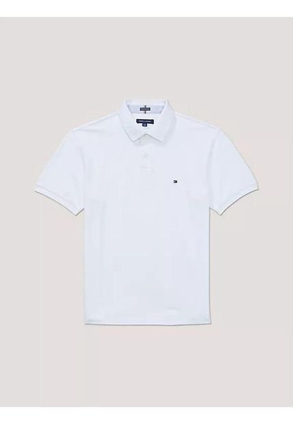 Polo Blanco Elastico Clasico De Corte Regular - Adaptive Tommy Hilfiger