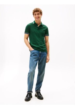 Polo Verde De Corte Slim Con Logo Tommy Hilfiger