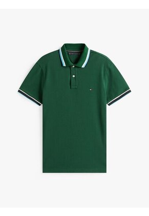 Polo Verde De Corte Slim Con Logo Tommy Hilfiger
