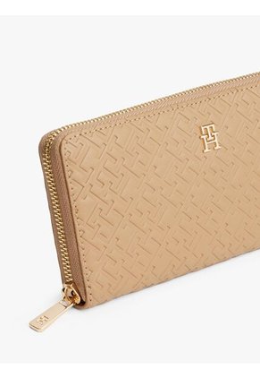 BIlletera Beige TH Icon Grande Con Textura De Monograma Tommy Hilfiger