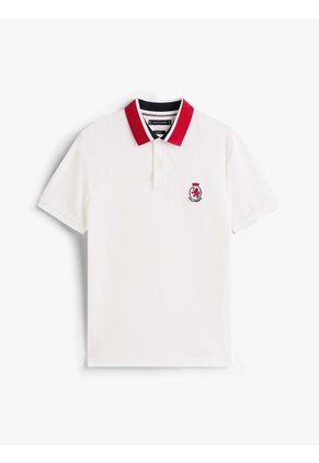 Polo Blanco En Piqué De Corte Regular Tommy Hilfiger