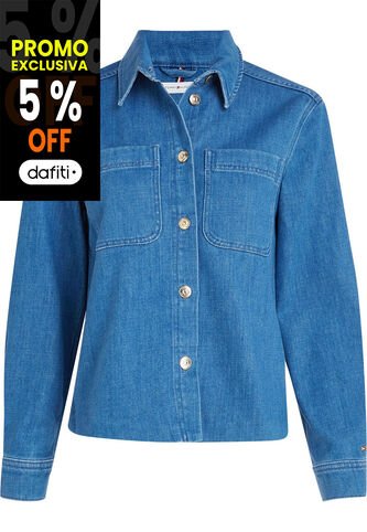 Chaqueta Denim Con Bolsillos De Solapa Para Mujer Tommy Hilfiger Tommy Hilfiger