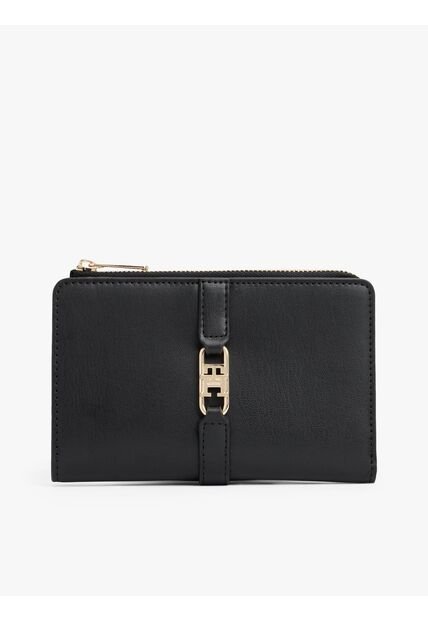 Billetera Negra Plegable Con Monograma TH Tommy Hilfiger