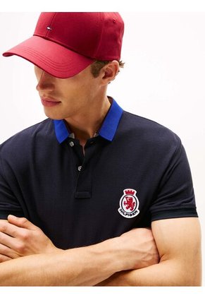 Polo Azul En Piqué De Corte Regular Tommy Hilfiger