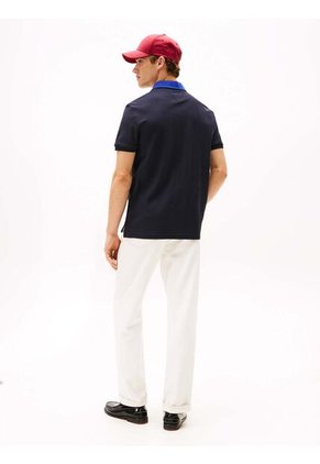 Polo Azul En Piqué De Corte Regular Tommy Hilfiger