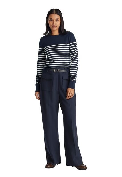 Saco Azul Oscuro De Cuello Redondo Con Botones Dorados Tommy Hilfiger