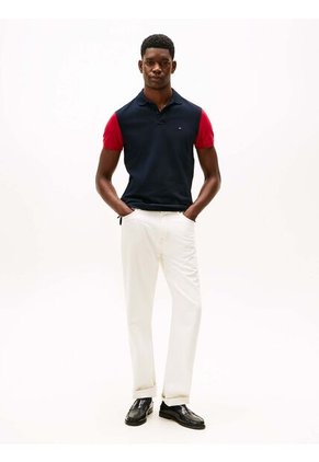 Polo Azul De Corte Regular Con Diseño Color Block RWB Tommy Hilfiger