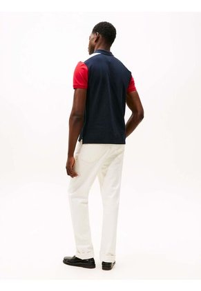 Polo Azul De Corte Regular Con Diseño Color Block RWB Tommy Hilfiger
