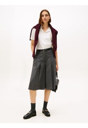 Polo Blanco De Corte Regular Con Escudo Bordado Tommy Hilfiger