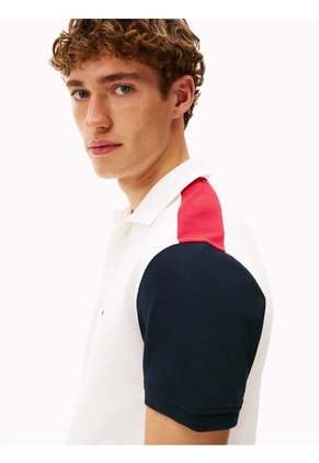 Polo Blanco De Corte Regular Con Diseño Color Block RWB Tommy Hilfiger