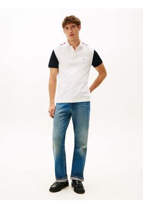 Polo Blanco De Corte Regular Con Diseño Color Block RWB Tommy Hilfiger