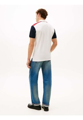 Polo Blanco De Corte Regular Con Diseño Color Block RWB Tommy Hilfiger