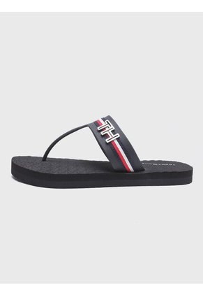 Sandalias Negro De Playa Con Rayas Globales Y Detalles De Herraje Tommy Hilfiger