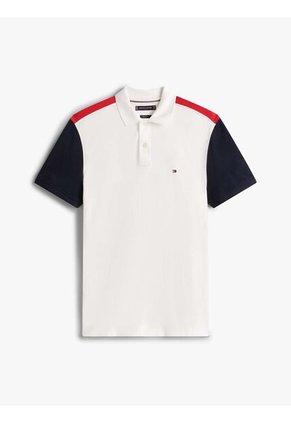 Polo Blanco De Corte Regular Con Diseño Color Block RWB Tommy Hilfiger