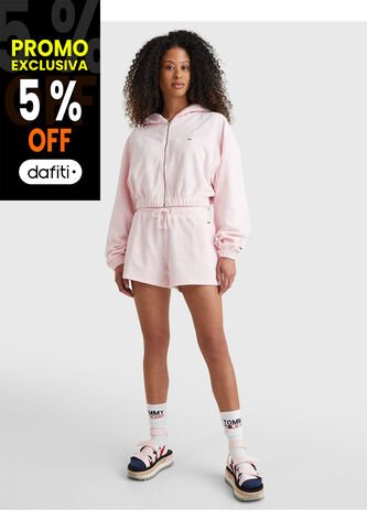 Hoodie Con Hoodie Y Logo Mujer Rosa Tommy Jeans Tommy Hilfiger