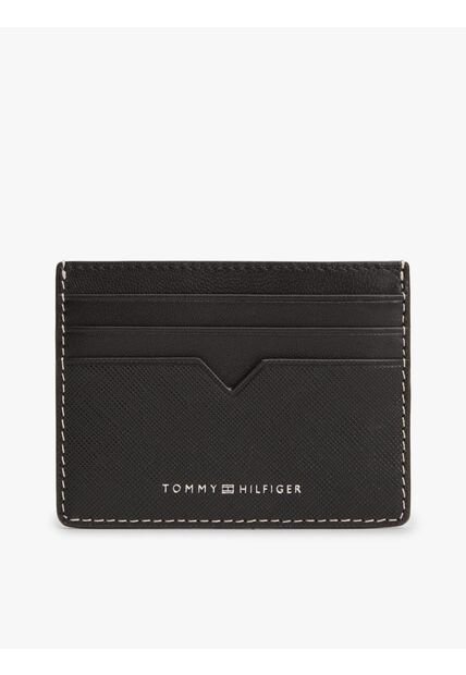 Tarjetero Negro De Cuero Con Logo Tommy Hilfiger