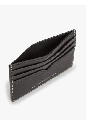 Tarjetero Negro De Cuero Con Logo Tommy Hilfiger