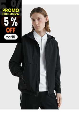 Chaqueta Th Protect Con Gorro Y Cierre Hombre Negro Tommy Hilfiger Tommy Hilfiger