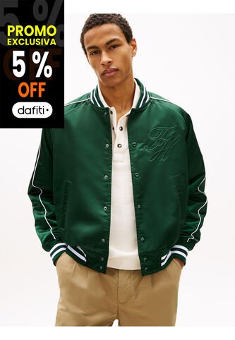 Chaqueta Verde Varsity De Nailon Tommy Hilfiger Tommy Hilfiger