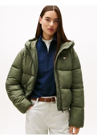 Chaqueta Gris Acolchada De Ripstop Con Capota Tommy Jeans Tommy Hilfiger