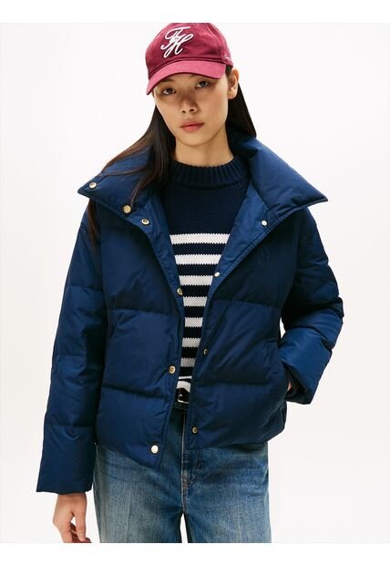 Chaqueta Azul Acolchada Con Escudo Bordado Tommy Hilfiger