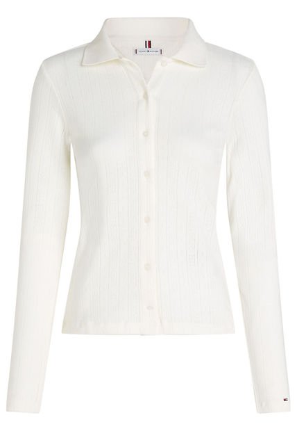 Camisa Blanca Pointelle De Corte Slim Tommy Hilfiger