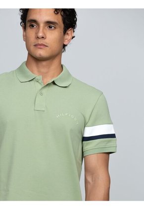 Polo Verde De Corte Regular Con Detalles De Cinta RWB Tommy Hilfiger