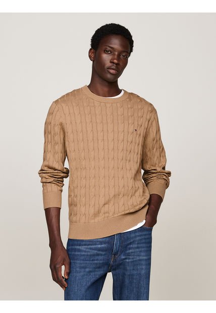 Saco Beige Classics De Punto Trenzado Tommy Hilfiger