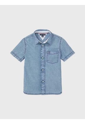 Camisa Celeste Denim - Adaptive Para Niño Tommy Hilfiger
