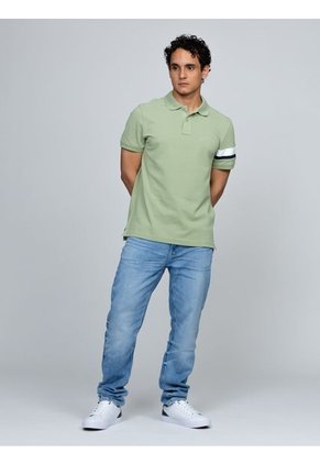 Polo Verde De Corte Regular Con Detalles De Cinta RWB Tommy Hilfiger