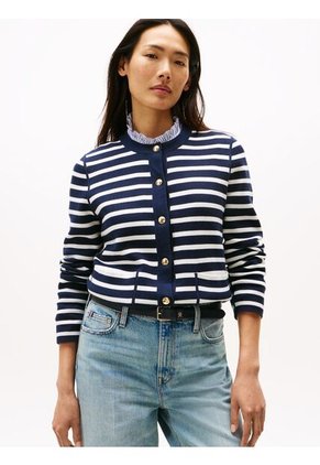 Cárdigan Azul Con Diseño De Rayas Tommy Hilfiger