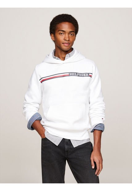 Buzo Blanco De Corte Regular Con Capota Tommy Hilfiger