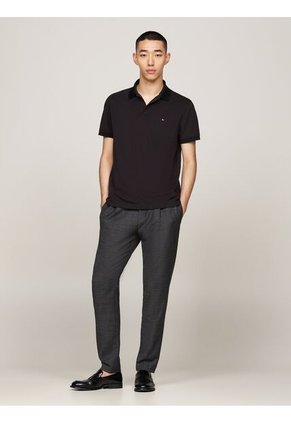 Polo Negro TH Flex De Corte Regular Tommy Hilfiger