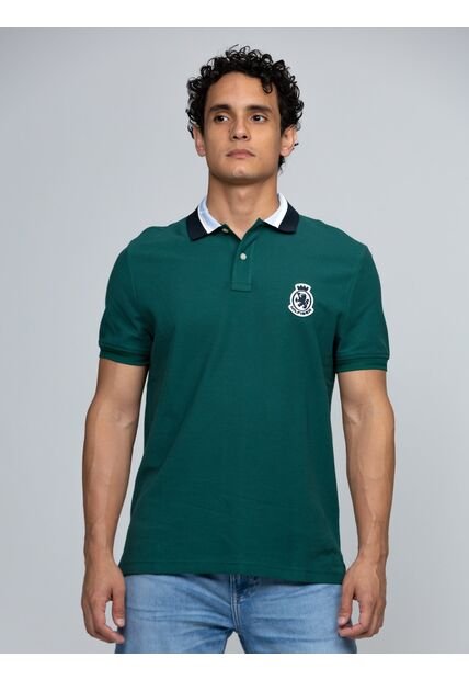 Polo Verde En Piqué De Corte Regular Tommy Hilfiger