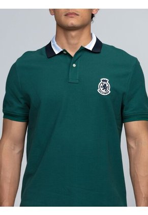 Polo Verde En Piqué De Corte Regular Tommy Hilfiger