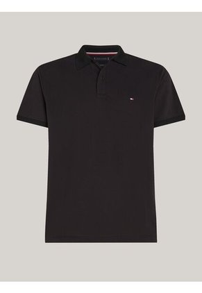 Polo Negro TH Flex De Corte Regular Tommy Hilfiger