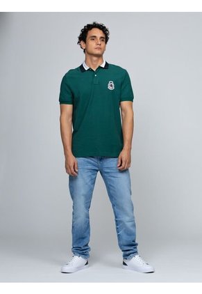Polo Verde En Piqué De Corte Regular Tommy Hilfiger
