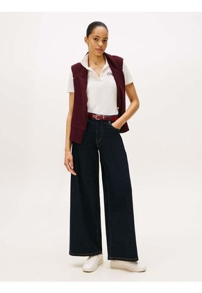 Polo Blanco Slim De Piqué Con Logo Bordado Tommy Hilfiger