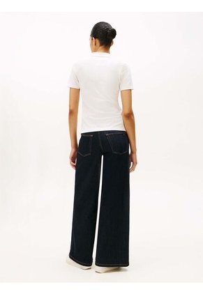 Polo Blanco Slim De Piqué Con Logo Bordado Tommy Hilfiger