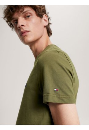 Camiseta De Cuello Redondo Con Logo Hombre Verde Tommy Hilfiger