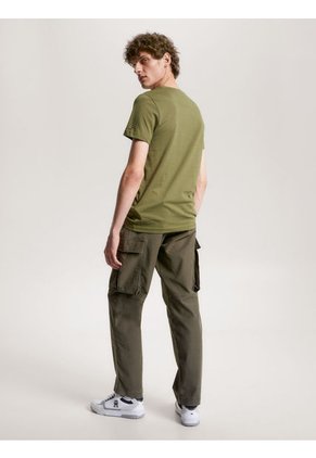 Camiseta De Cuello Redondo Con Logo Hombre Verde Tommy Hilfiger