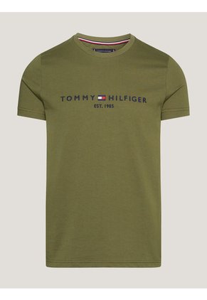 Camiseta De Cuello Redondo Con Logo Hombre Verde Tommy Hilfiger