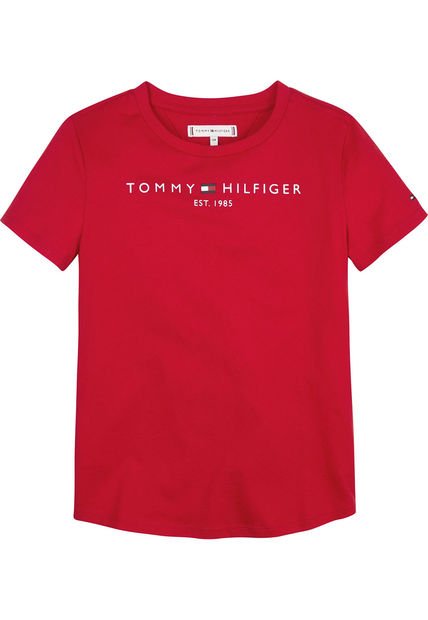 Camiseta Niña Roja Essential De Corte Slim Con Logo Tommy Hilfiger