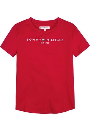 Camiseta Niña Roja Essential De Corte Slim Con Logo Tommy Hilfiger