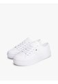 Tenis Blanco De Cuero Granulada Con Plataforma Y Logo Tommy Hilfiger de Tommy Hilfiger