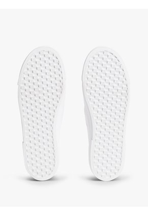Tenis Blanco De Cuero Granulada Con Plataforma Y Logo Tommy Hilfiger