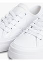 Tenis Blanco De Cuero Granulada Con Plataforma Y Logo Tommy Hilfiger de Tommy Hilfiger